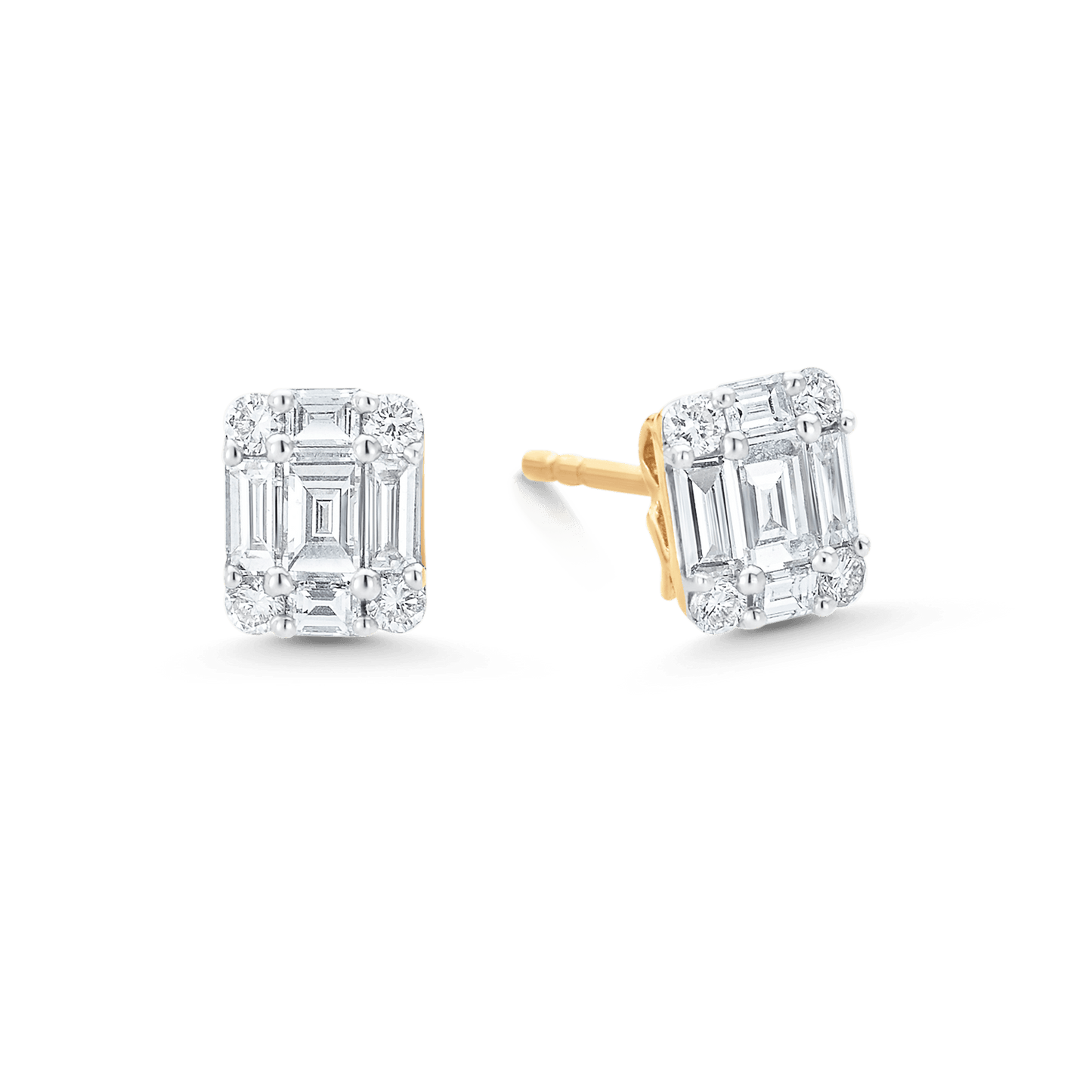 2.0 TCW Round & Baguette Moissanite Diamond Stud Earrings - farrellouise