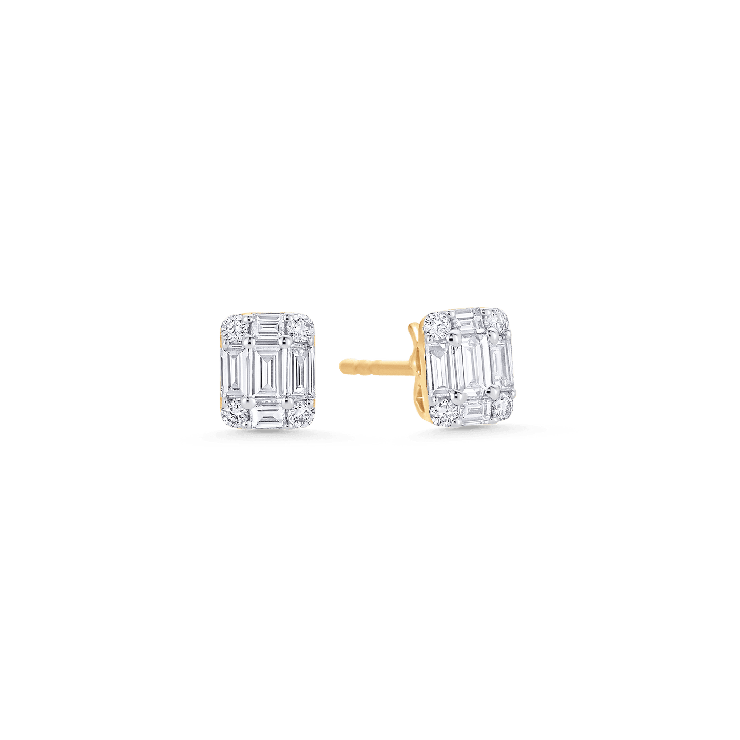0.31 TCW Round & Emerald Moissanite Diamond Stud Earrings - farrellouise