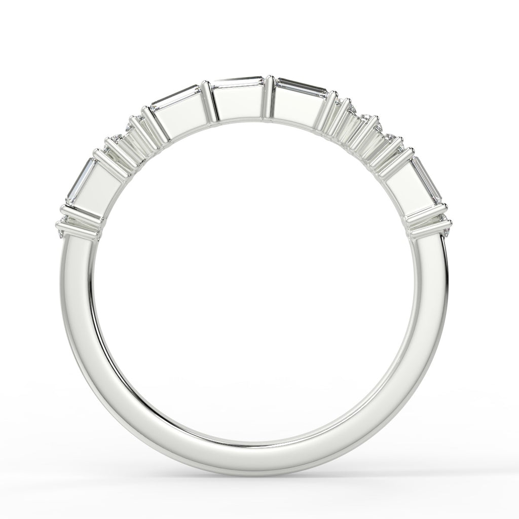 0.30 TCW Baguette & Round Moissanite Alternative Diamond Wedding Band - farrellouise