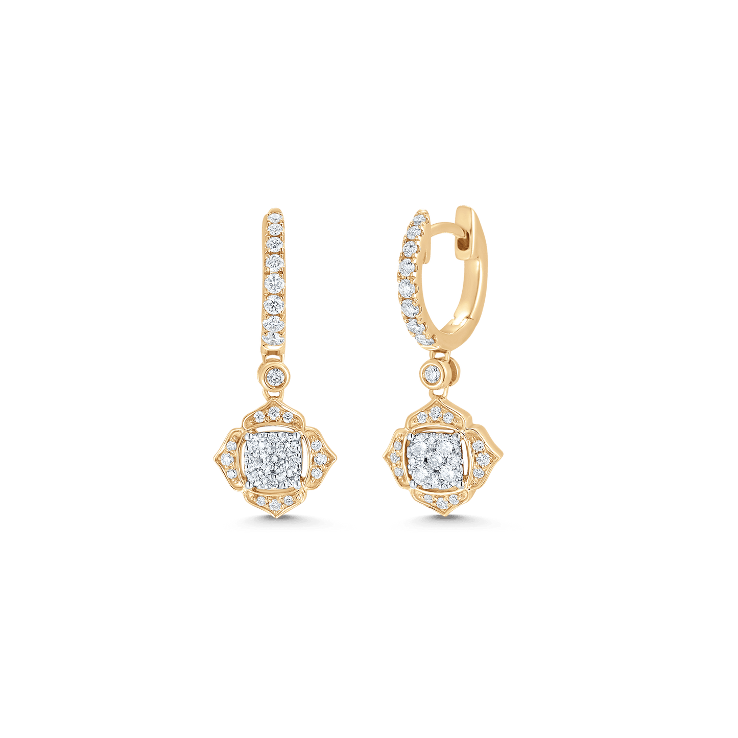 0.58 TCW Round Moissanite Diamond Drop Huggie Earrings - farrellouise