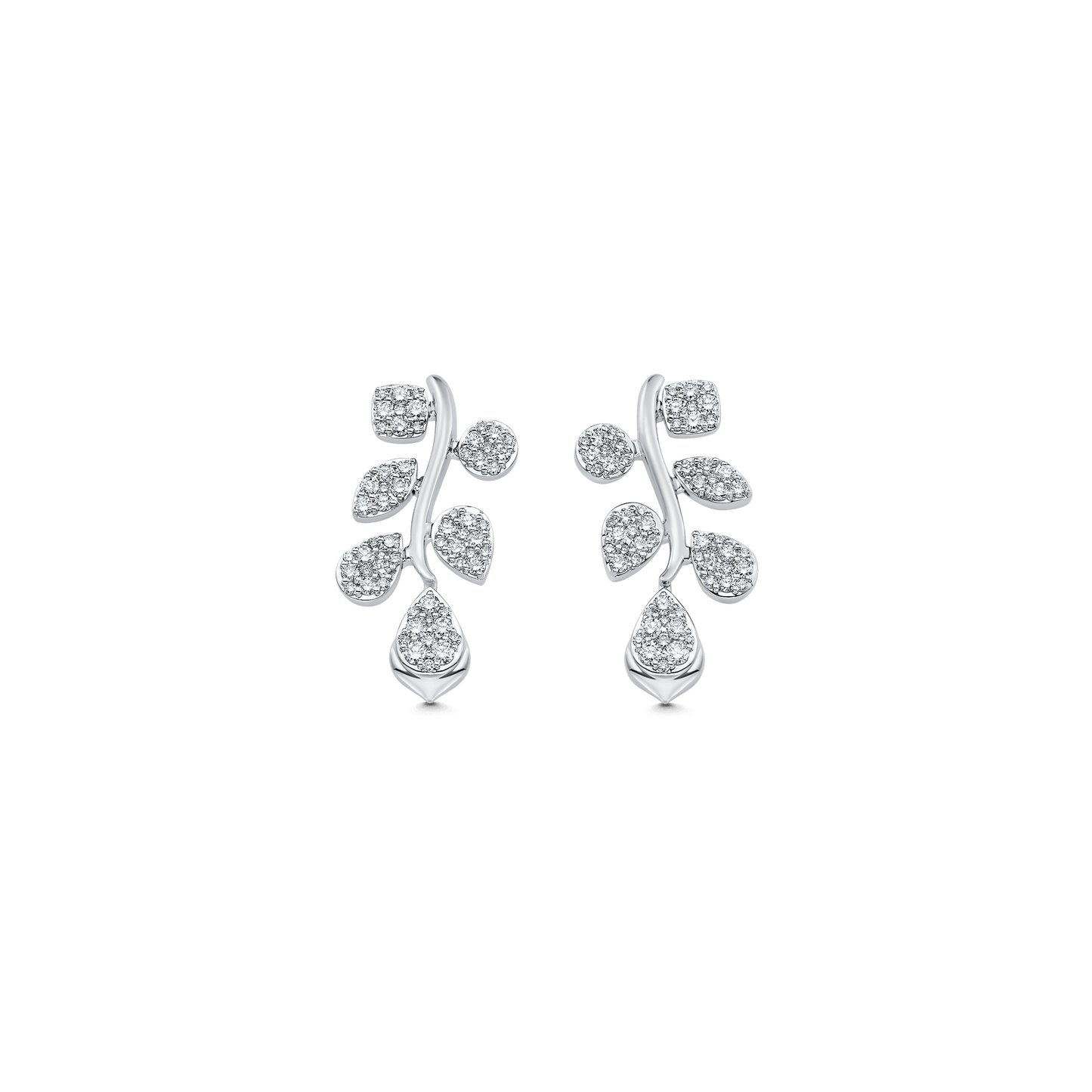 0.97 TCW Round Moissanite Diamond Cluster Drop Earrings - farrellouise