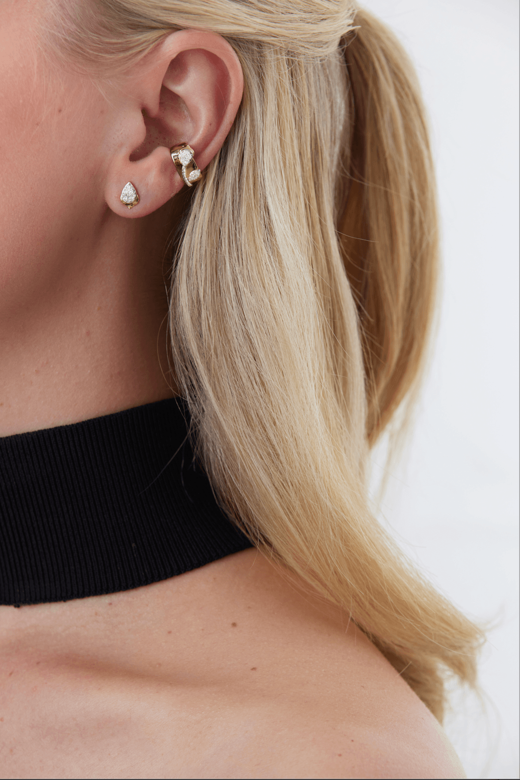 0.12 TCW Round Moissanite Diamond Thick Ear Cuff Earrings - farrellouise