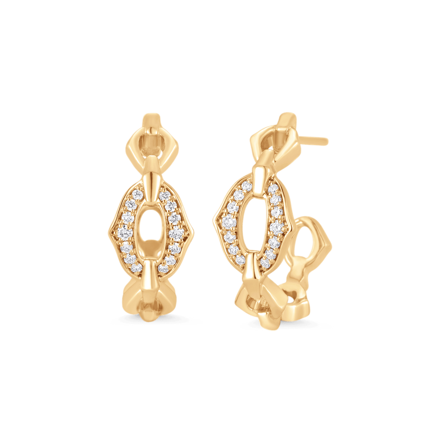 0.18 TCW Round Moissanite Diamond Link Hoop Earrings - farrellouise