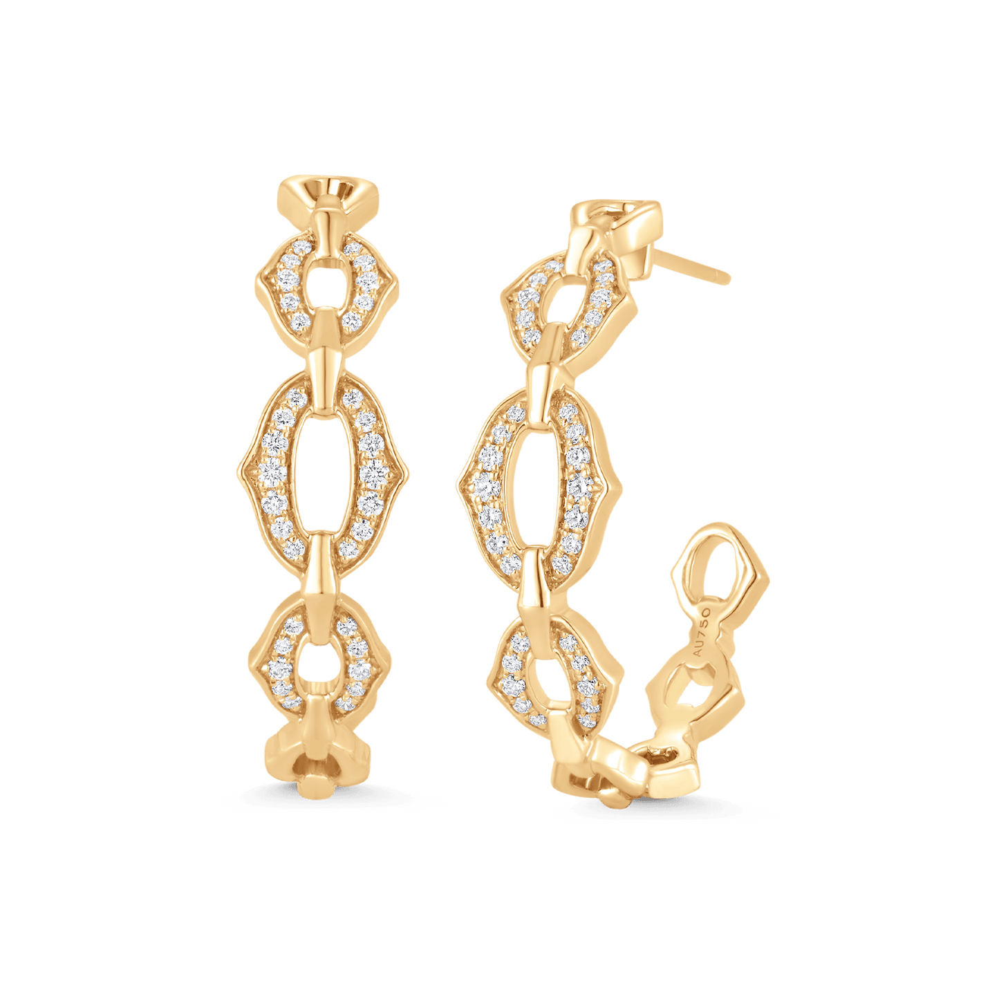 0.38 TCW Round Moissanite Diamond Chain Link Hoop Earrings - farrellouise