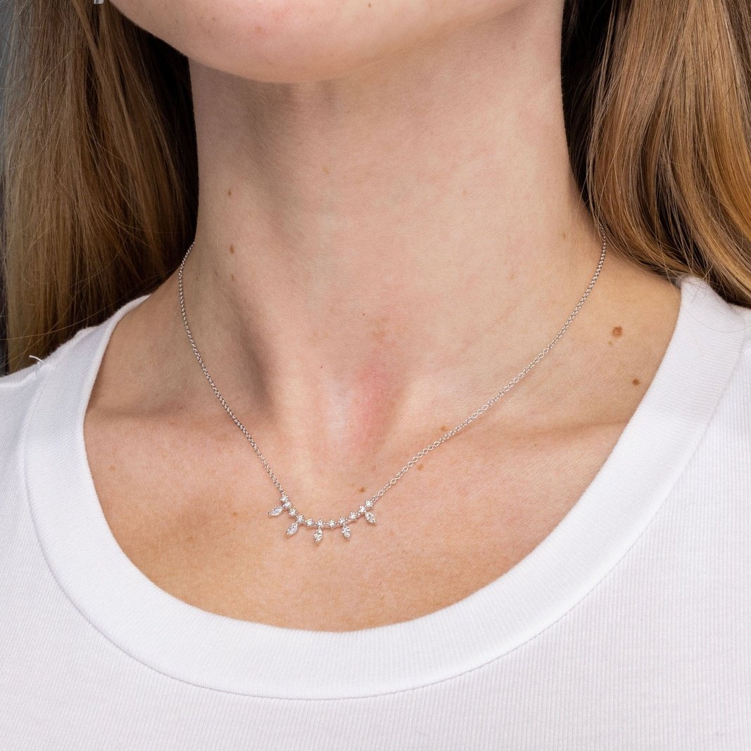 0.40TCW Marquise & Round Moissanite Bar Necklace - farrellouise