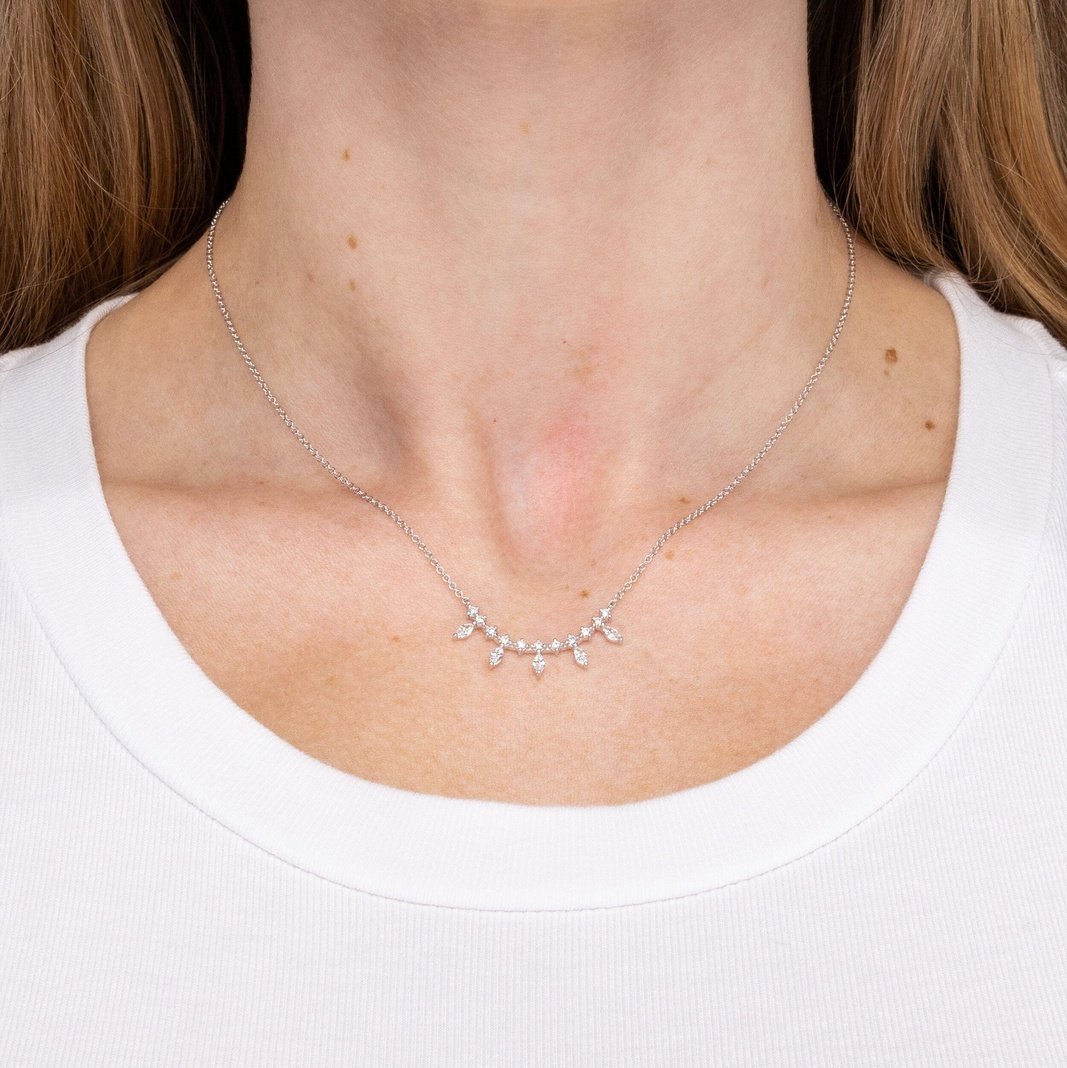0.40TCW Marquise & Round Moissanite Bar Necklace - farrellouise