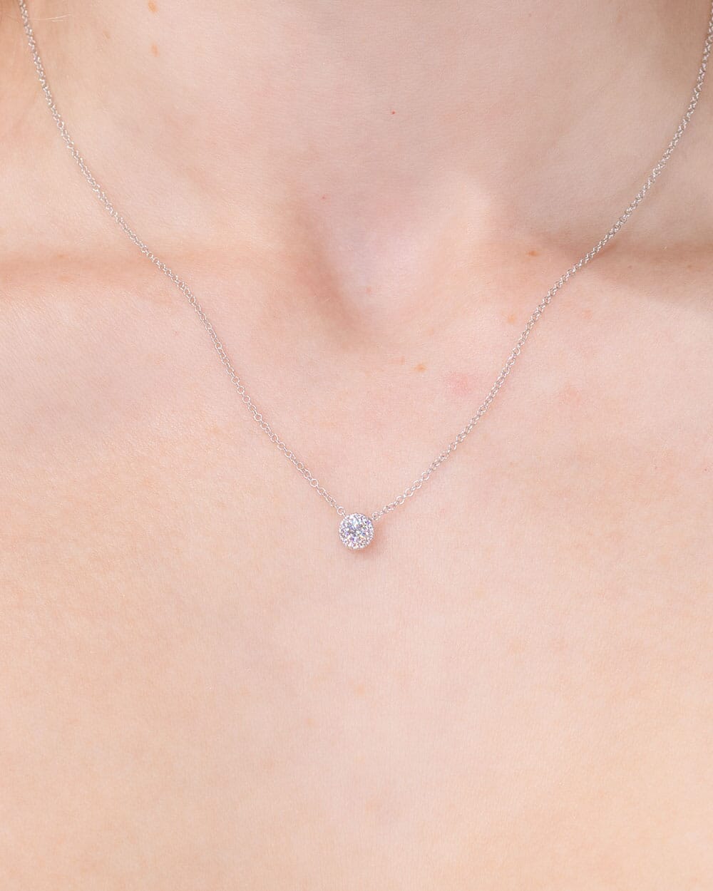 0.14TCW Round Moissanite Halo Necklace - farrellouise