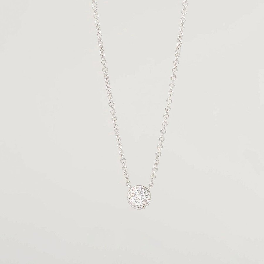 0.14TCW Round Moissanite Halo Necklace - farrellouise