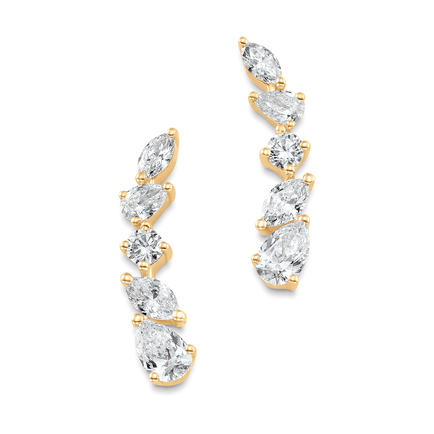 0.63 TCW Pear, Marquise & Round Moissanite Diamond Ear Crawlers Earrings - farrellouise