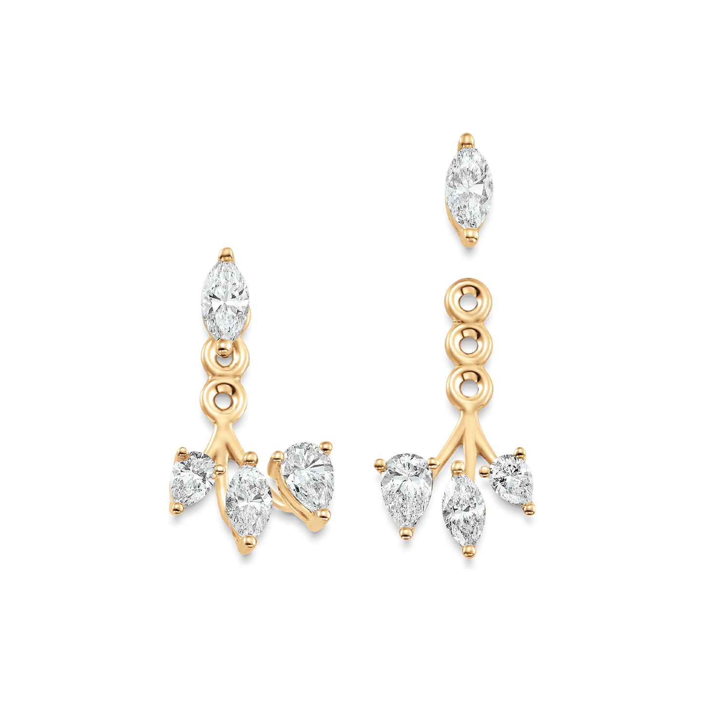 1.25 TCW Pear & Marquise Moissanite Diamond Ear Jacket Earrings - farrellouise