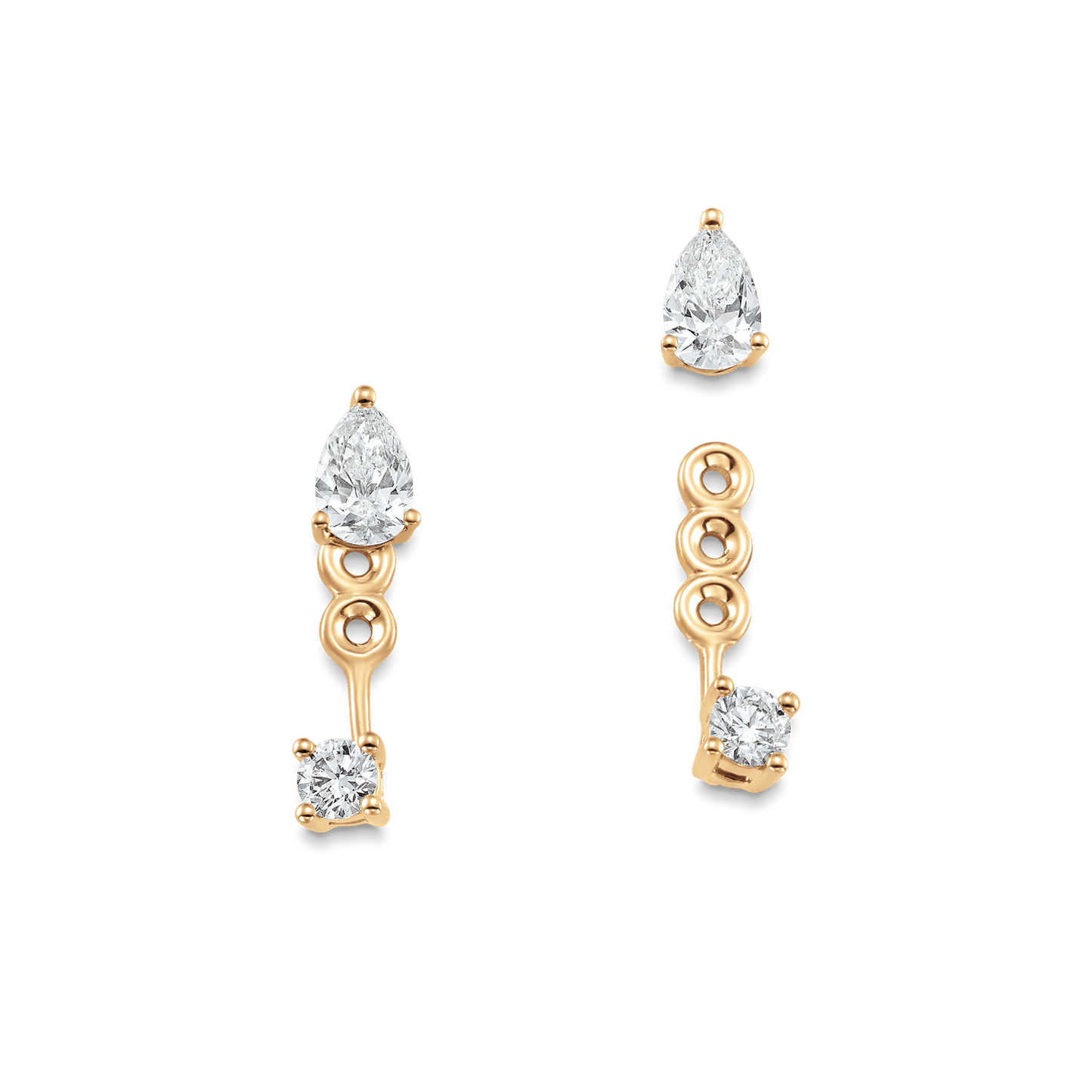 0.80 TCW Pear & Round Moissanite Diamond Ear Jacket Earrings - farrellouise