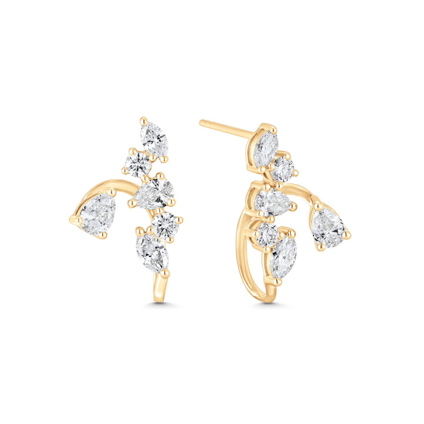 1.34 TCW Pear, Round & Marquise Moissanite Diamond Ear Jacket Earrings - farrellouise