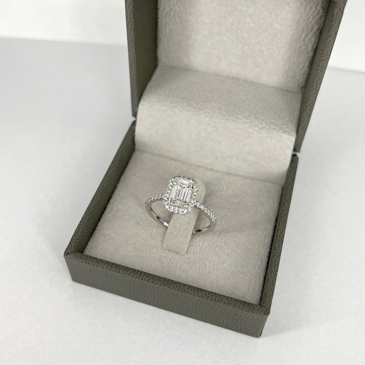 1.75 CT Emerald Moissanite Halo Engagement Ring - farrellouise