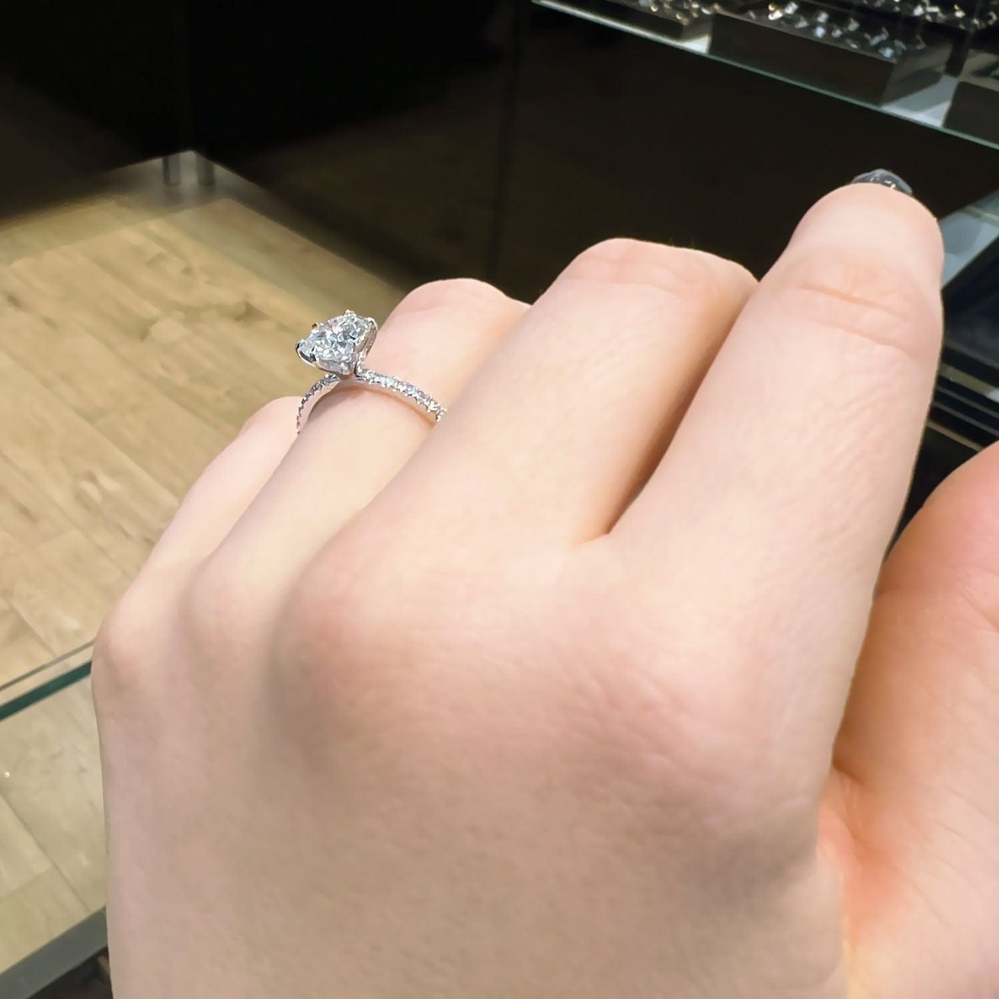 1.20 CT Round Moissanite Pave Setting Engagement Ring - farrellouise