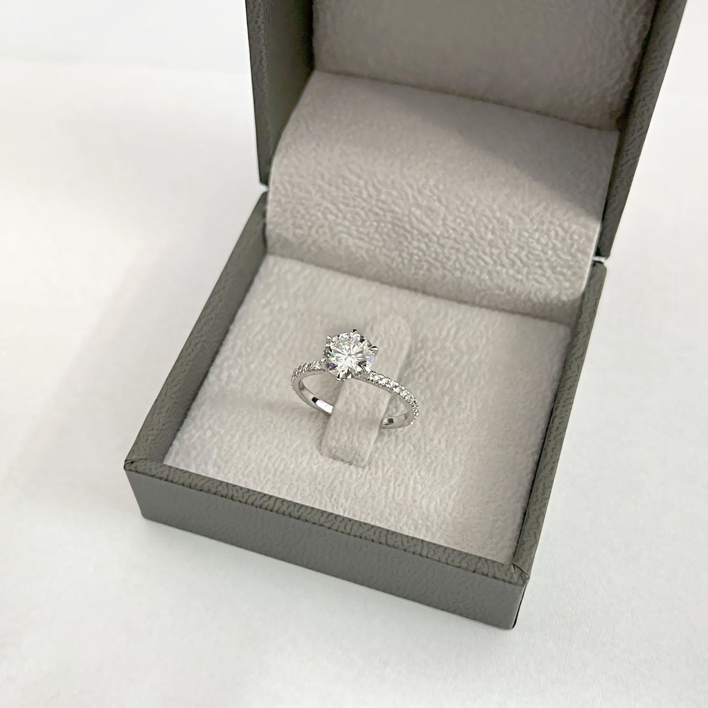 1.20 CT Round Moissanite Pave Setting Engagement Ring - farrellouise