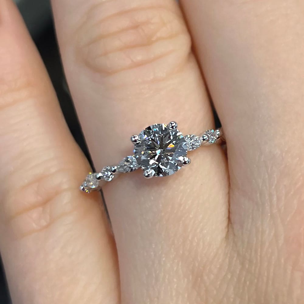 1.0 CT Round Moissanite Pave Setting Engagement Ring - farrellouise