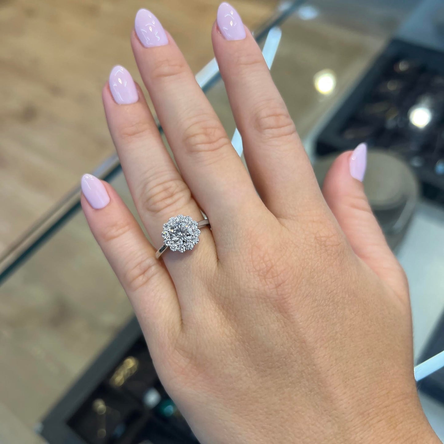 1.0 CT Round Moissanite Halo Engagement Ring - farrellouise