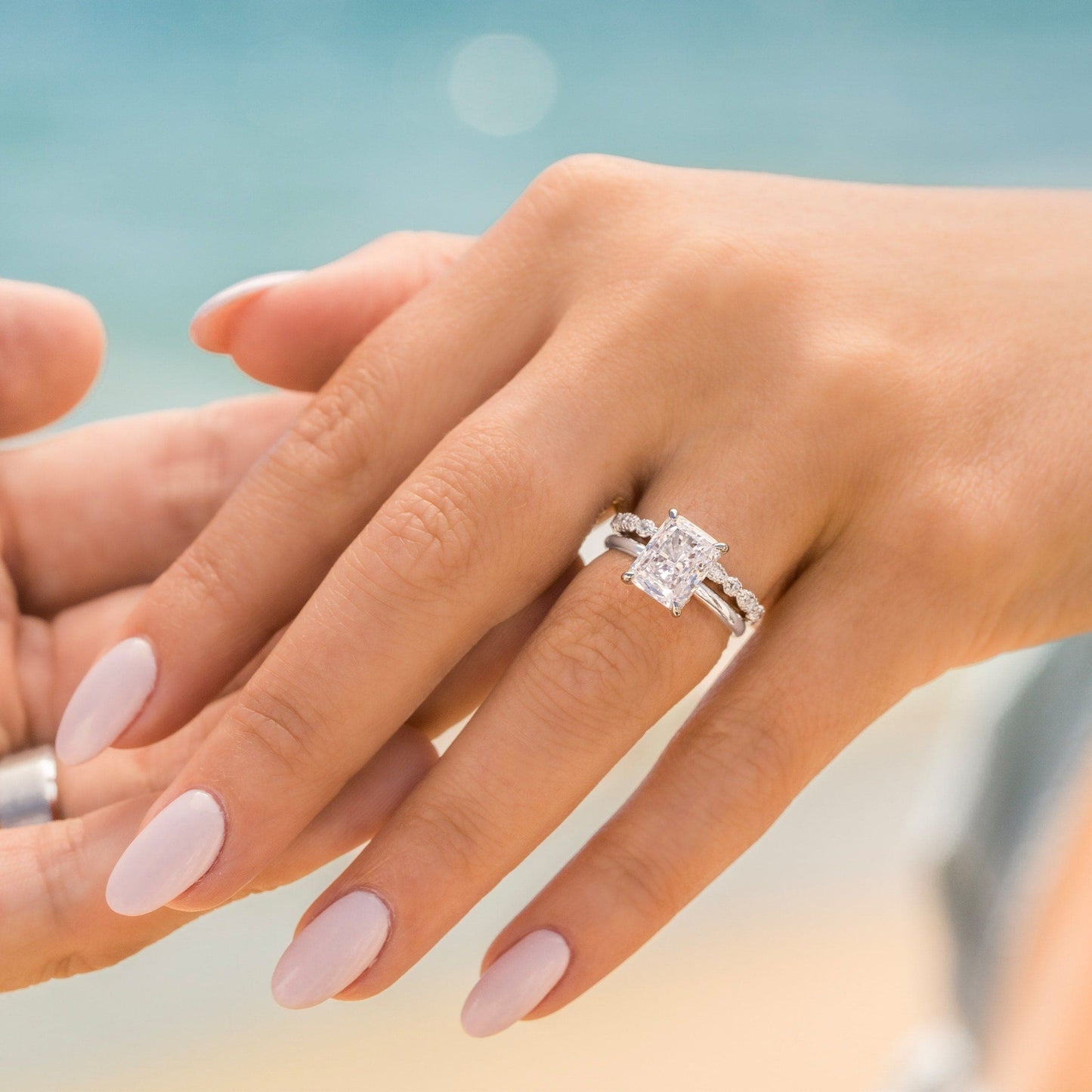 3.0 CT Radiant Moissanite Hidden Halo Engagement Ring - farrellouise