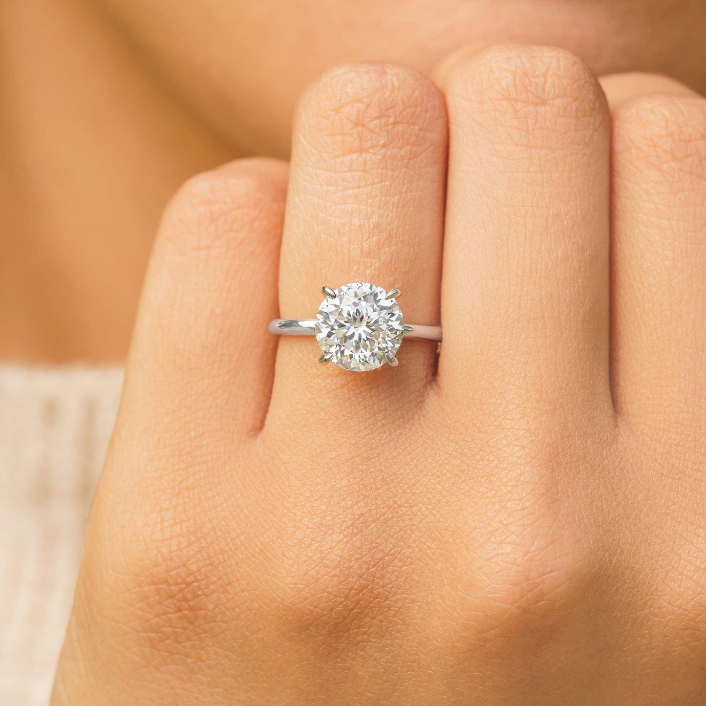 3.0 CT Round Moissanite Hidden Halo Engagement Ring - farrellouise