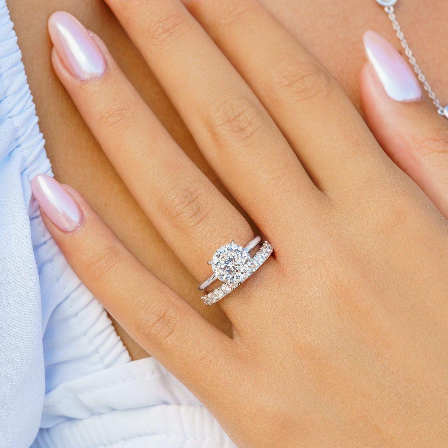 3.0 CT Round Moissanite Hidden Halo Engagement Ring - farrellouise