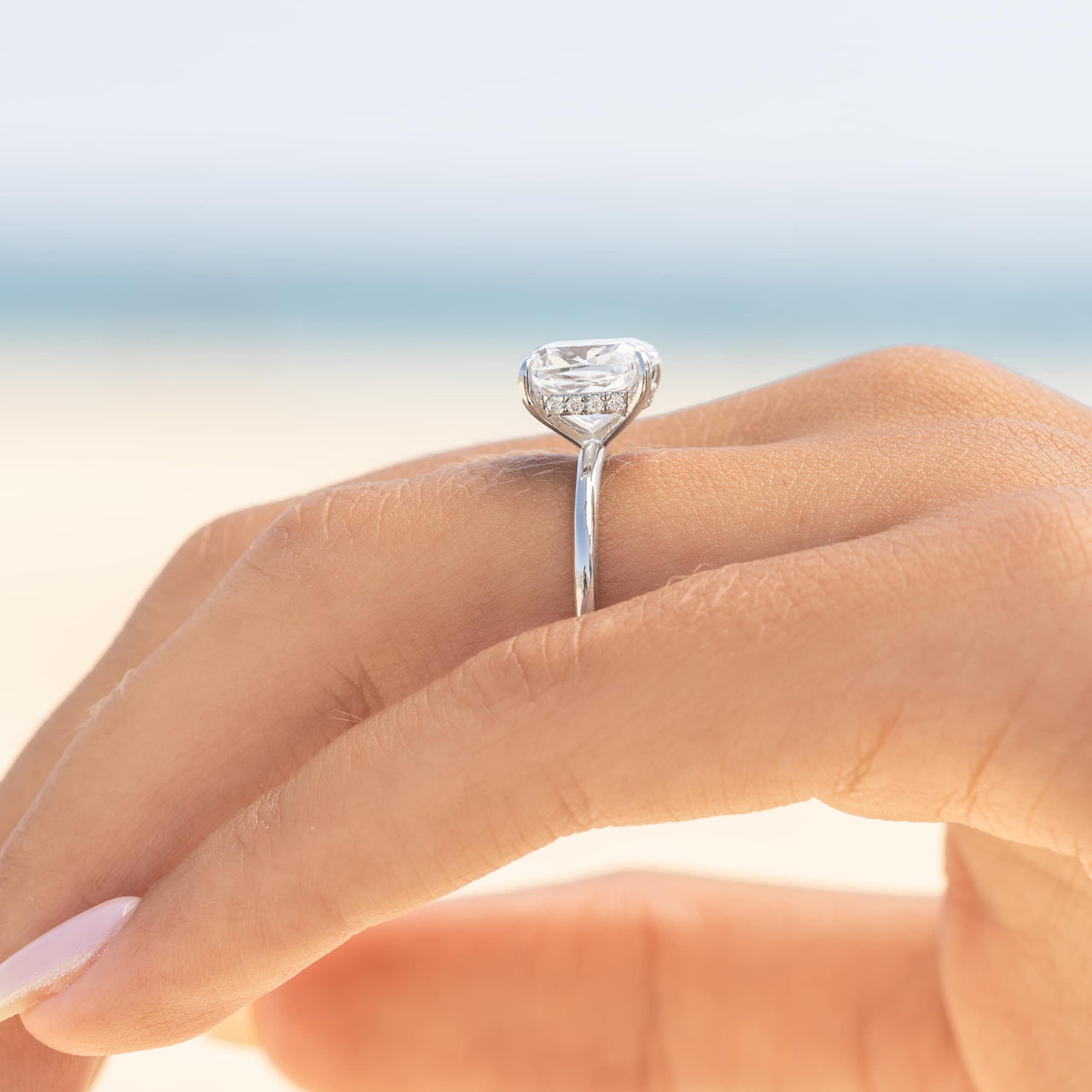3.50 CT Cushion Moissanite Hidden Halo Engagement Ring - farrellouise