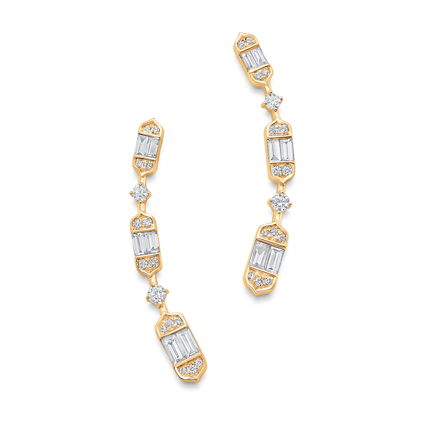 0.46 TCW Round & Baguette Moissanite Diamond Ear Crawler Earrings - farrellouise