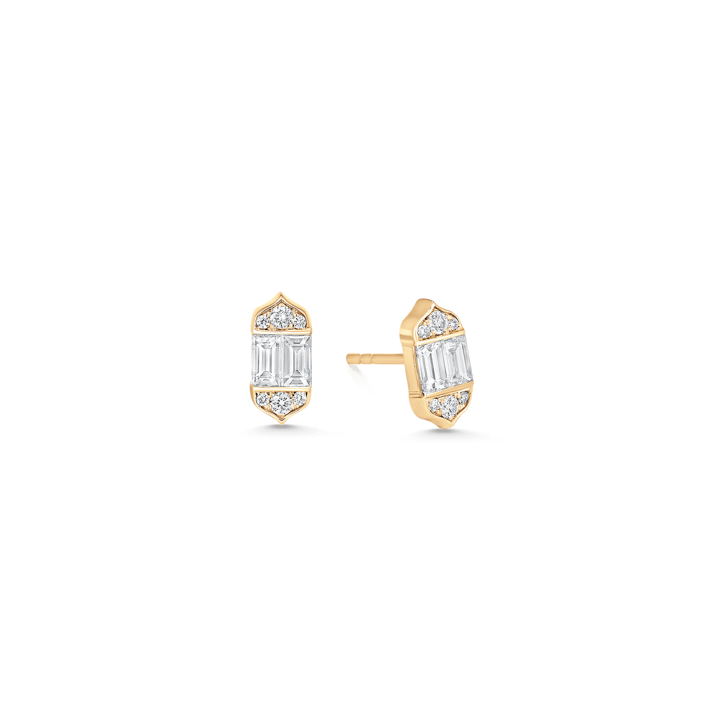 0.61 TCW Round & Baguette Moissanite Diamond Stud Earrings - farrellouise