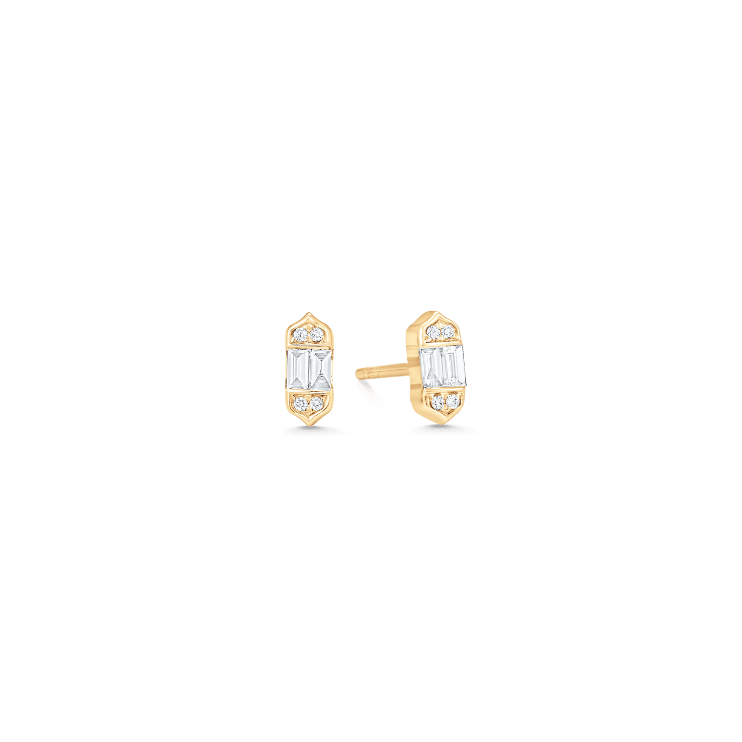 0.20 TCW Round & Baguette Moissanite Diamond Stud Earrings - farrellouise