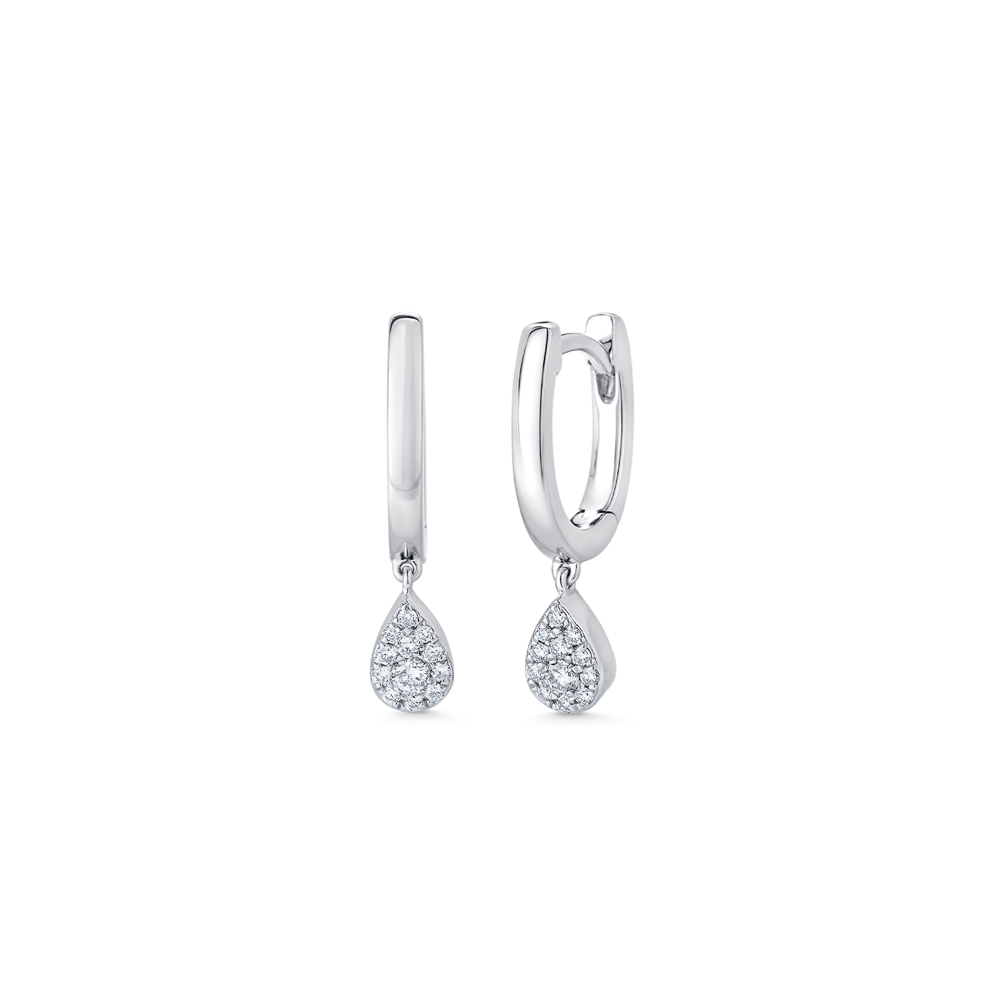 0.14 TCW Round Moissanite Diamond Drop Huggie Earrings - farrellouise