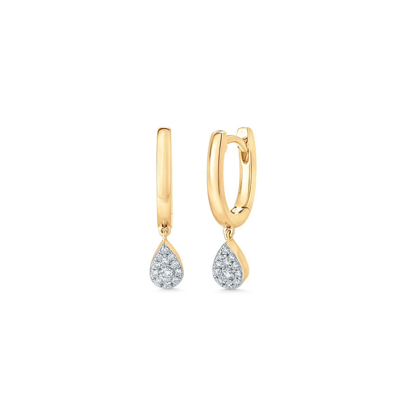 0.14 TCW Round Moissanite Diamond Drop Huggie Earrings - farrellouise