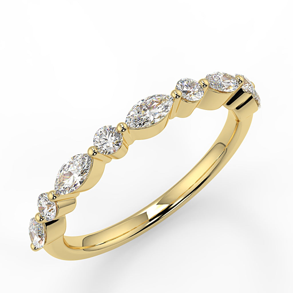 0.95 TCW Round & Marquise Moissanite Alternative Stone Wedding Band - farrellouise