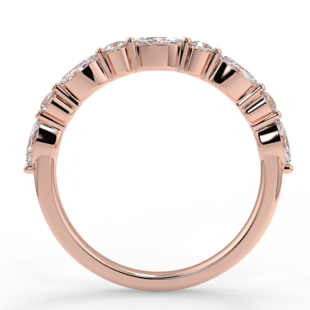 0.95 TCW Round & Marquise Moissanite Alternative Stone Wedding Band - farrellouise