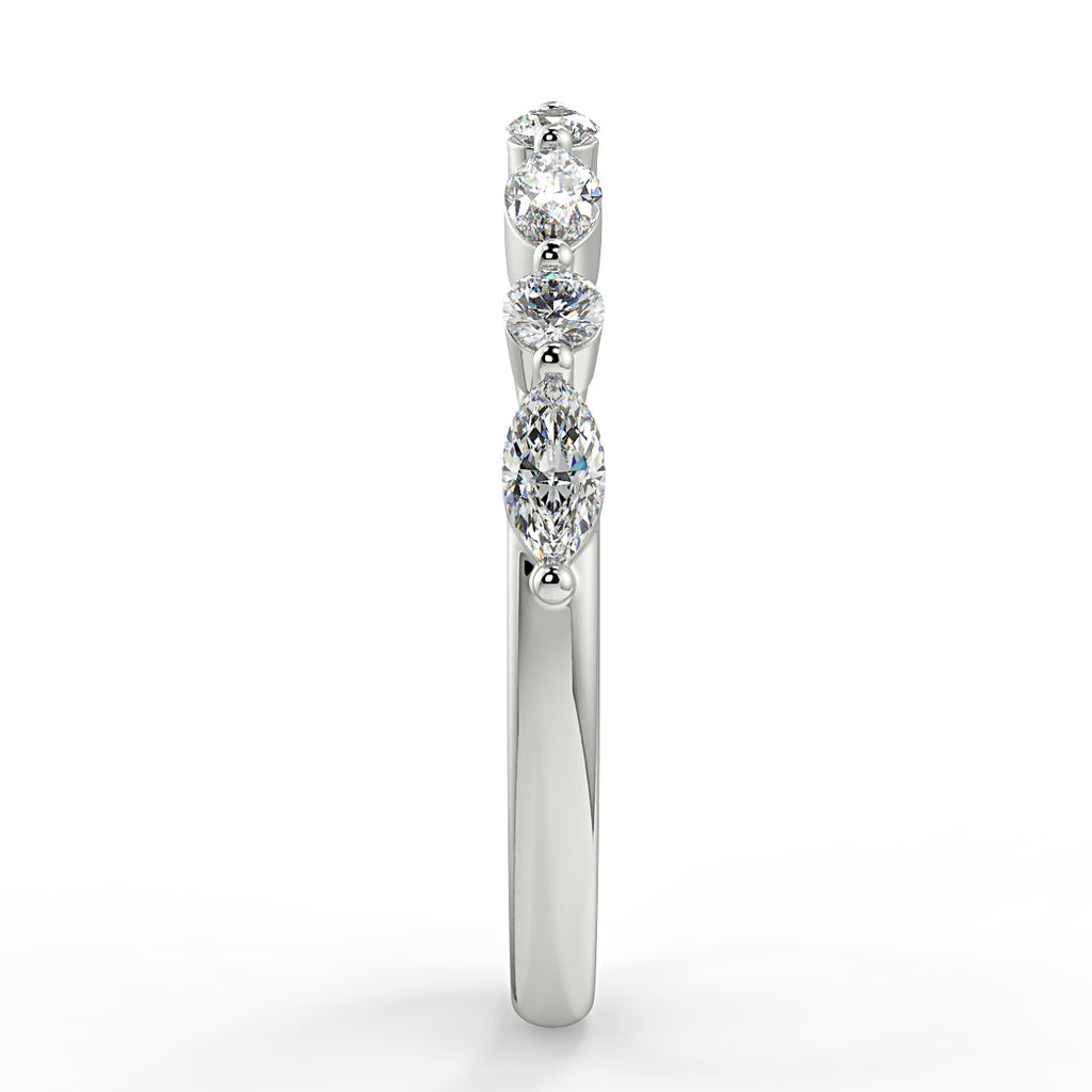 0.95 TCW Round & Marquise Moissanite Alternative Stone Wedding Band - farrellouise