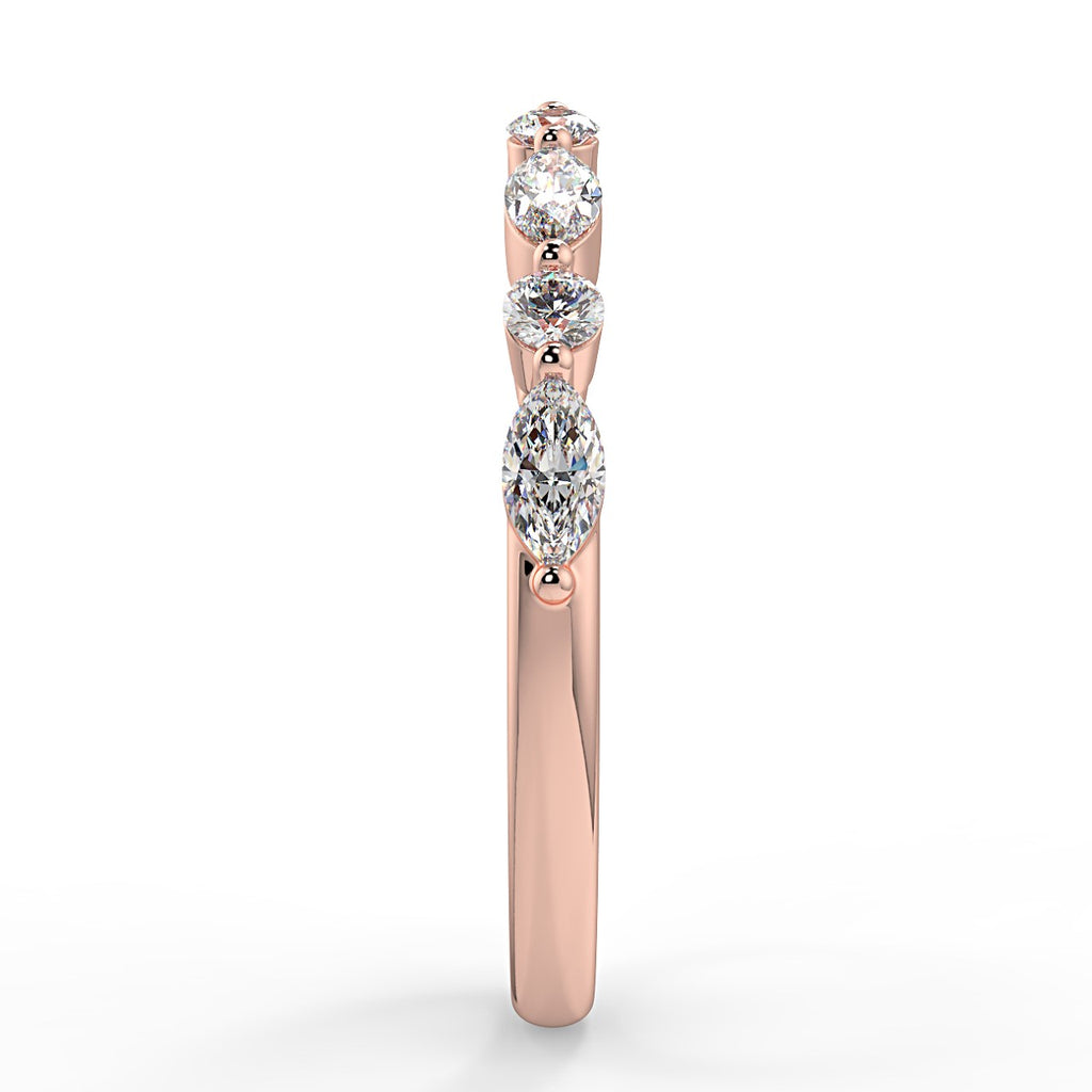 0.95 TCW Round & Marquise Moissanite Alternative Stone Wedding Band - farrellouise
