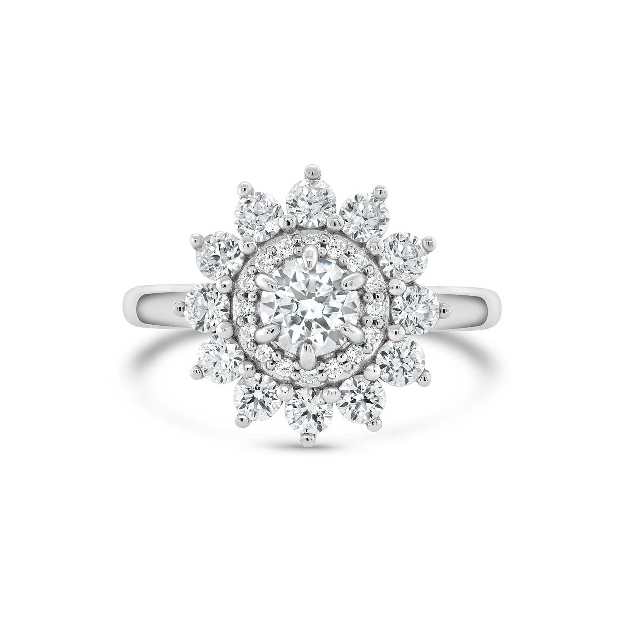 0.50 CT Round Moissanite Floral Halo Engagement Ring - farrellouise