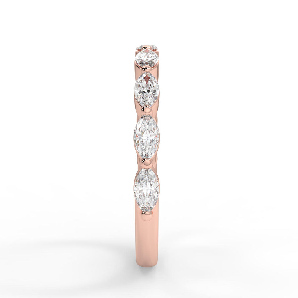 0.47 TCW Marquise Moissanite Bubble Prong Setting Wedding Band - farrellouise