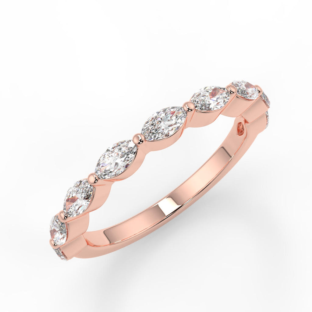 0.47 TCW Marquise Moissanite Bubble Prong Setting Wedding Band - farrellouise