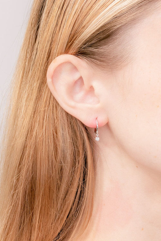 0.34 TCW Round Drop Moissanite Huggies Earrings - farrellouise