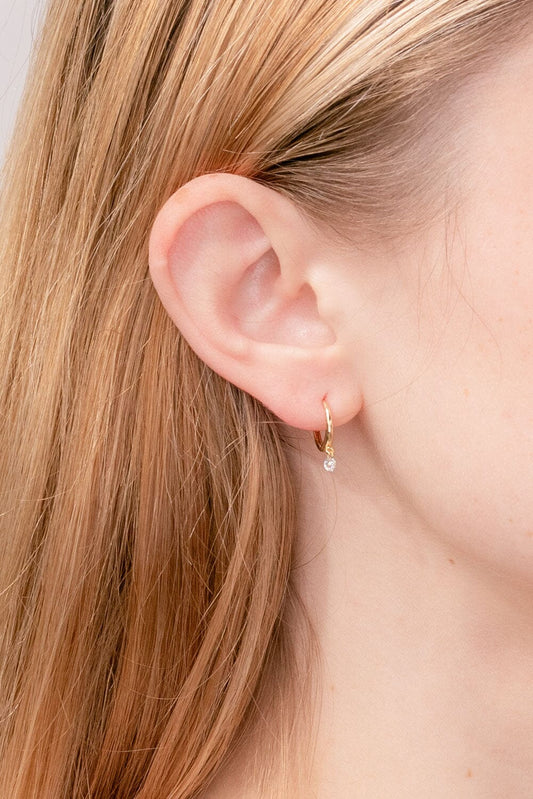 0.34TCW Round Moissanite Drop Huggies Earrings - farrellouise