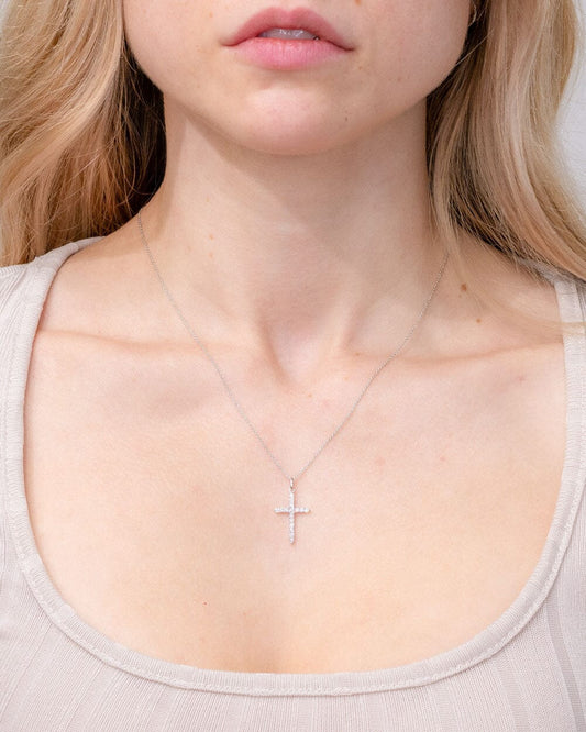 0.31CT Round Moissanite Cross Necklace - farrellouise