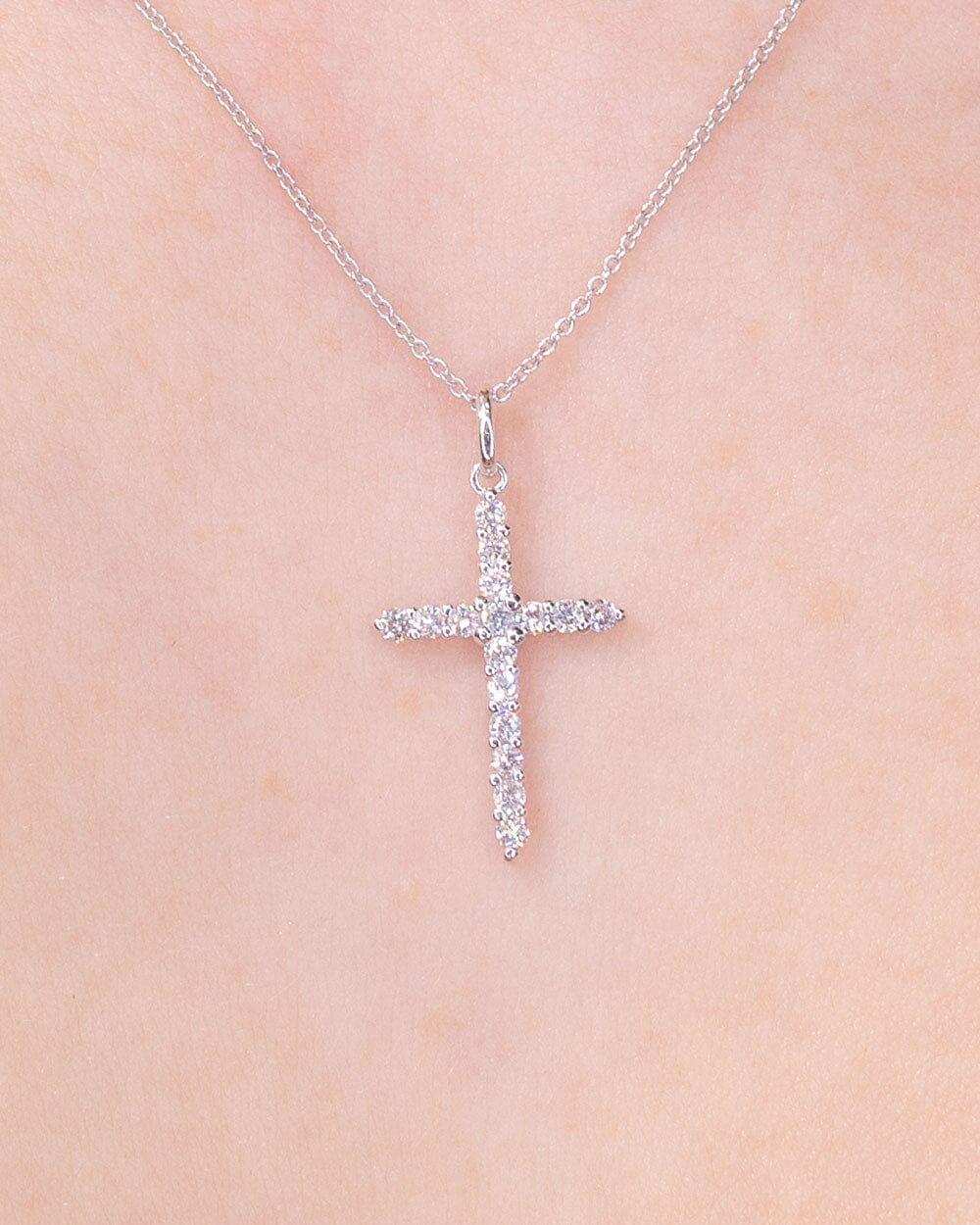 0.31CT Round Moissanite Cross Necklace - farrellouise