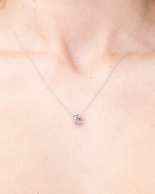 0.5CT Round Moissanite Solitaire Necklace - farrellouise