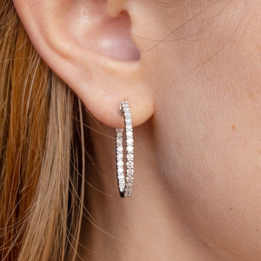 3.0TCW Round Moissanite Inside & Outside Hoops Earrings - farrellouise