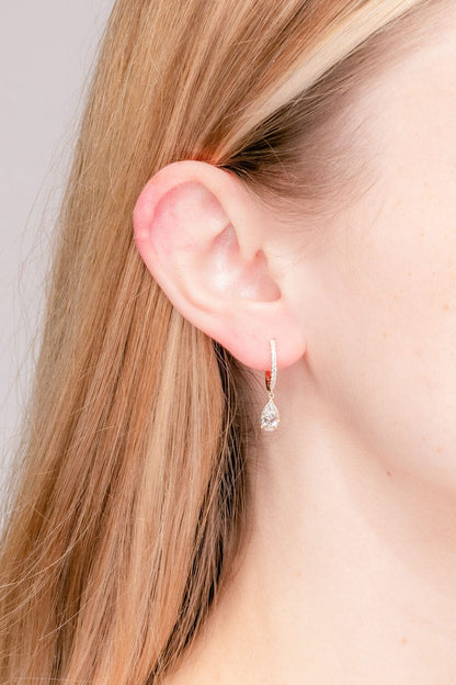 2.24 TCW Pear Moissanite Hoop Earrings - farrellouise
