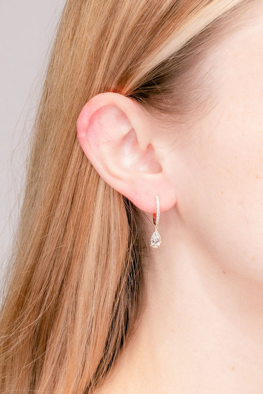 2.24 TCW Pear Moissanite Hoop Earrings - farrellouise