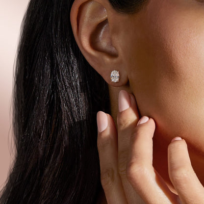 0.50 TCW-1.0 TCW Oval Cut Moissanite Solitaire Stud Earrings - farrellouise