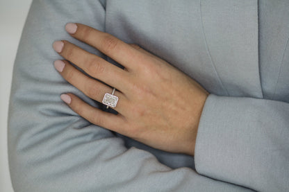 3.50 CT Crushed Ice Radiant Halo & Pave Moissanite Engagement Ring - farrellouise