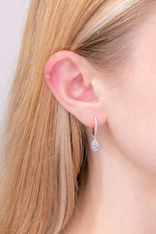 2.0 TCW Pear Moissanite Drop Hoops Earrings - farrellouise