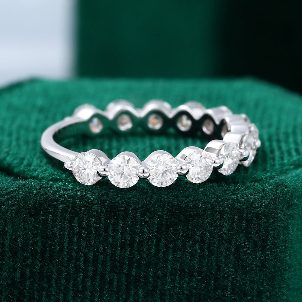 0.583 CT Round Moissanite Half Eternity Wedding Band - farrellouise