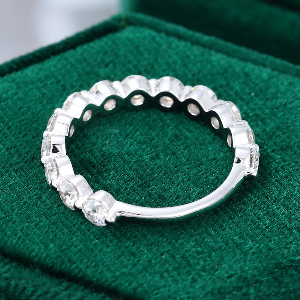 0.583 CT Round Moissanite Half Eternity Wedding Band - farrellouise
